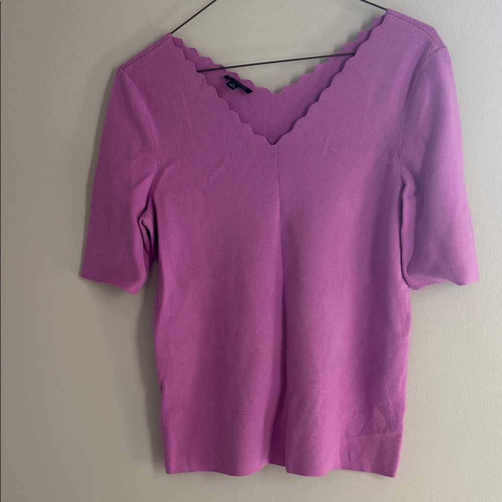 Talbots Lavender Scalloped Knit Top